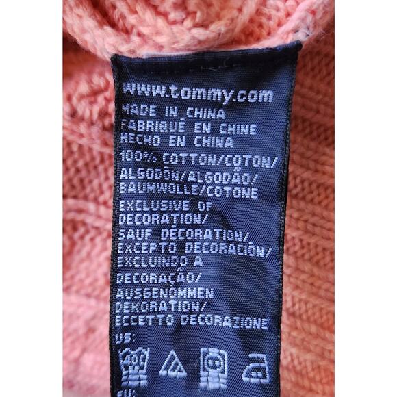 Sweater-Tommy Hilfiger-V-Neck-Melon-Decorative Knit-Long Sleeves-Slim Fit-Size L - Picture 7 of 13